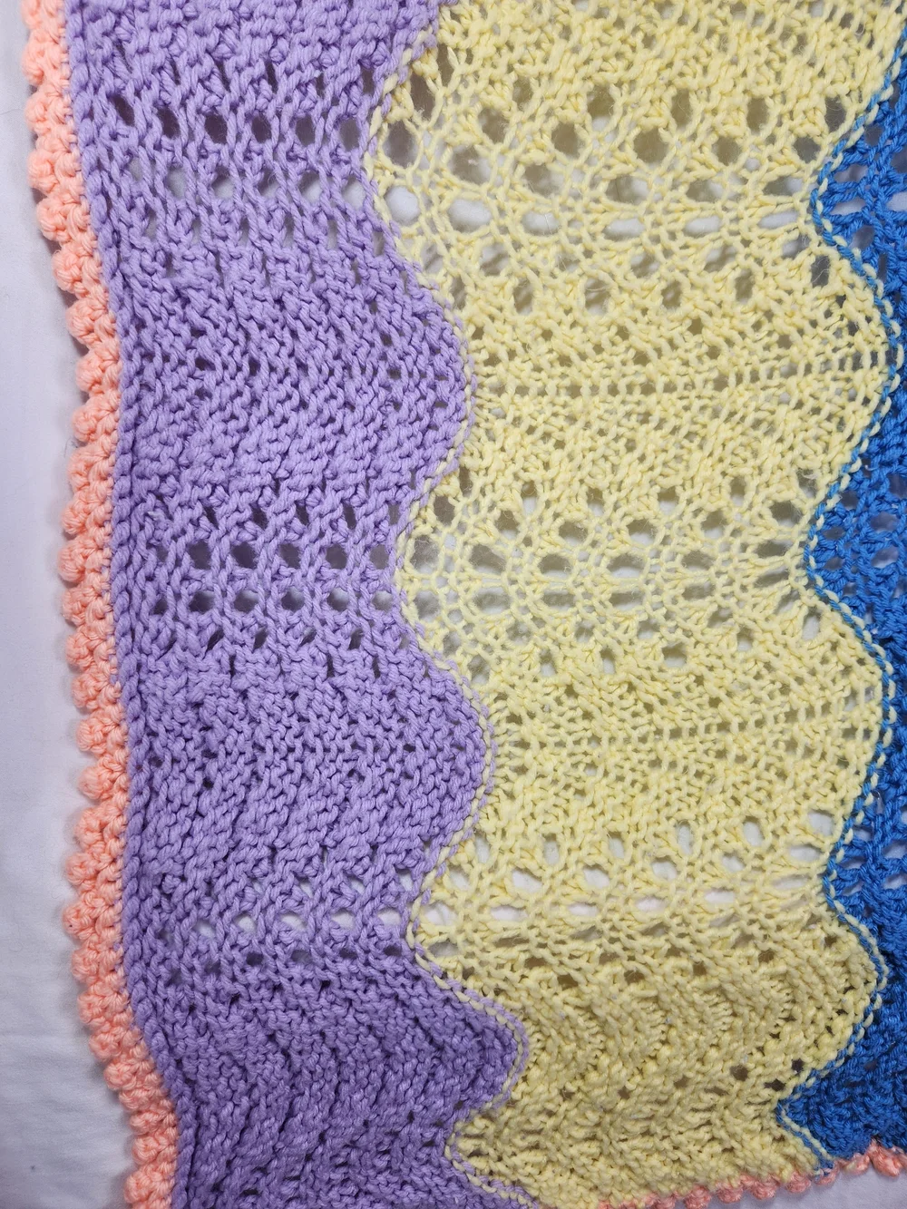 Handmade Crochet Knit Blanket Pastel Rainbow Ripple Throw Nursery Grannycore 45